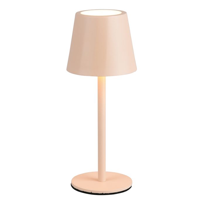Lámpara de mesa recargable de metal marrón, Priya, 1,6W, ajustable entre luz blanco cálido y frío LED, regulable en 3 pasos