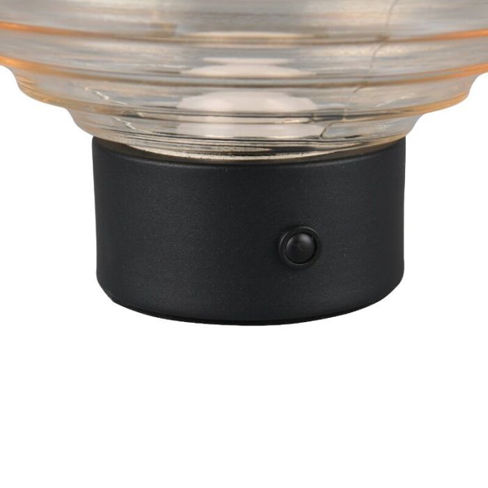 Lámpara de mesa recargable retro negra, Walid, 2W, 3000K LED, con regulador táctil