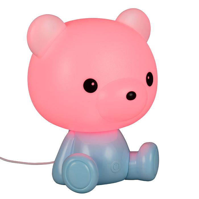 Lámpara de mesa infantil de plástico azul, Lumibear, 0,3W, RGB LED, con interruptor