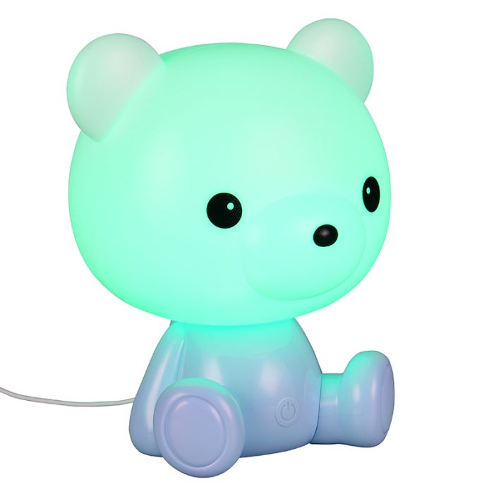 Lámpara de mesa infantil de plástico azul, Lumibear, 0,3W, RGB LED, con interruptor