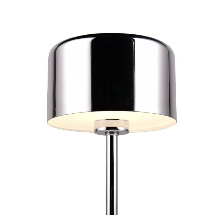 Lámpara de mesa recargable moderna cromada, Dustin, 1W, 3000K LED, con regulador táctil