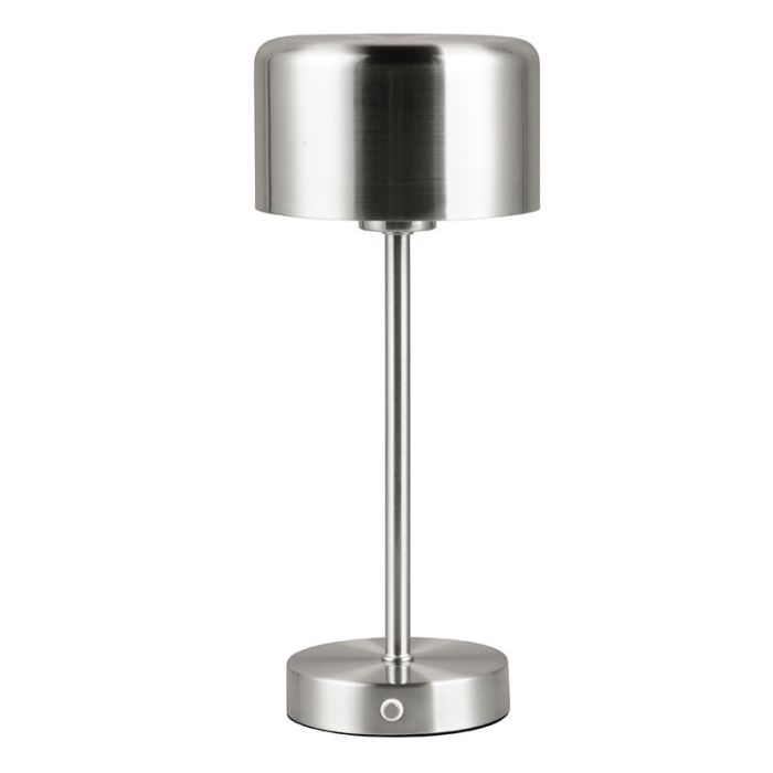 Lámpara de mesa recargable moderna níquel, Dustin, 1W, 3000K LED, con regulador táctil