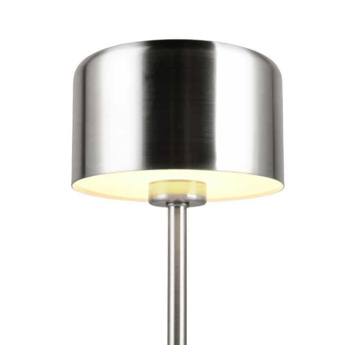 Lámpara de mesa recargable moderna níquel, Dustin, 1W, 3000K LED, con regulador táctil