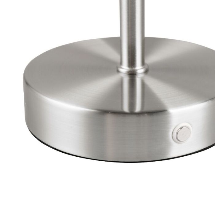 Lámpara de mesa recargable moderna níquel, Dustin, 1W, 3000K LED, con regulador táctil