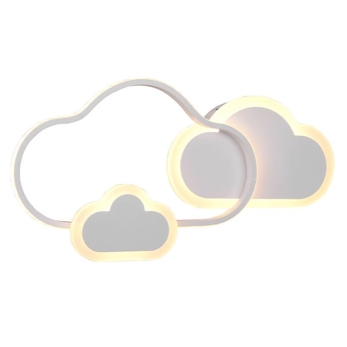 Lámpara de techo infantil moderna blanca, Cemil, 29W, RGBW LED, con mando a distancia