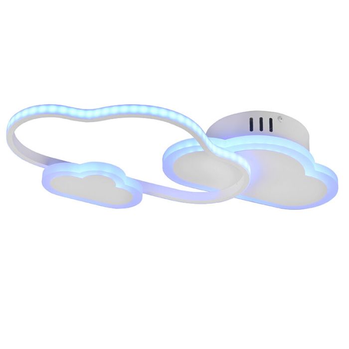 Lámpara de techo infantil moderna blanca, Cemil, 29W, RGBW LED, con mando a distancia