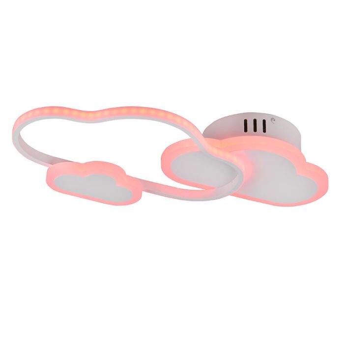 Lámpara de techo infantil moderna blanca, Cemil, 29W, RGBW LED, con mando a distancia