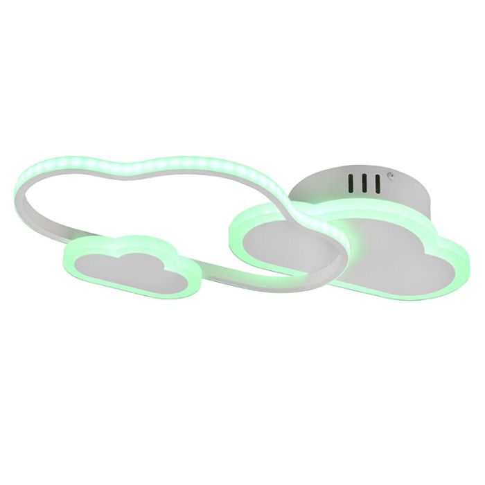 Lámpara de techo infantil moderna blanca, Cemil, 29W, RGBW LED, con mando a distancia