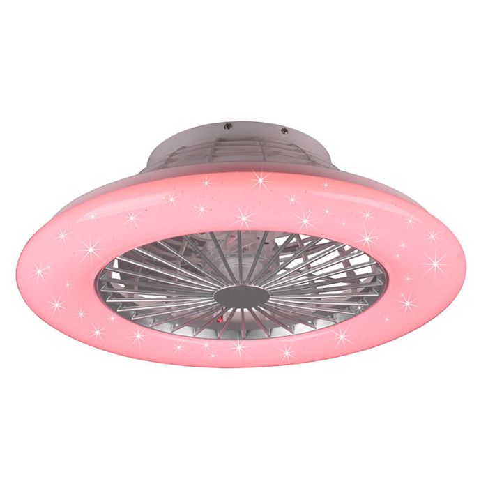 Ventilador de techo moderno gris, Damyan, 30W, RGBW LED, con mando a distancia