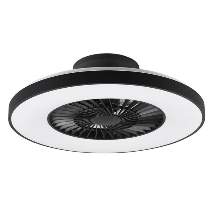 Ventilador de techo moderno negro, Maurits, 40W, ajustable entre luz blanco cálido y frío LED, con mando a distancia