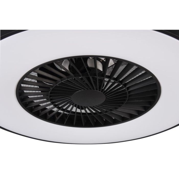 Ventilador de techo moderno negro, Maurits, 40W, ajustable entre luz blanco cálido y frío LED, con mando a distancia