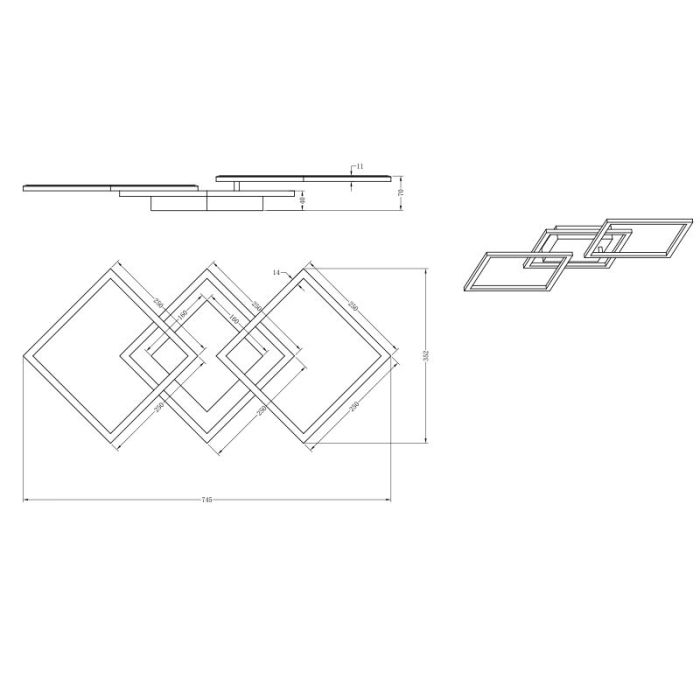 Plafón de techo moderno blanco, Margaux, 31W, 4000K LED