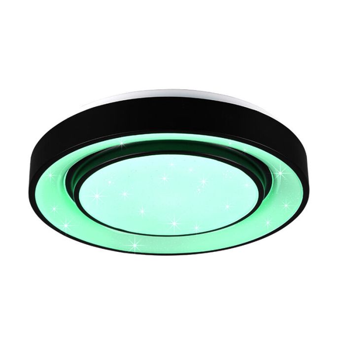 Plafón de techo moderno negro, Freke, 20W, RGBW LED