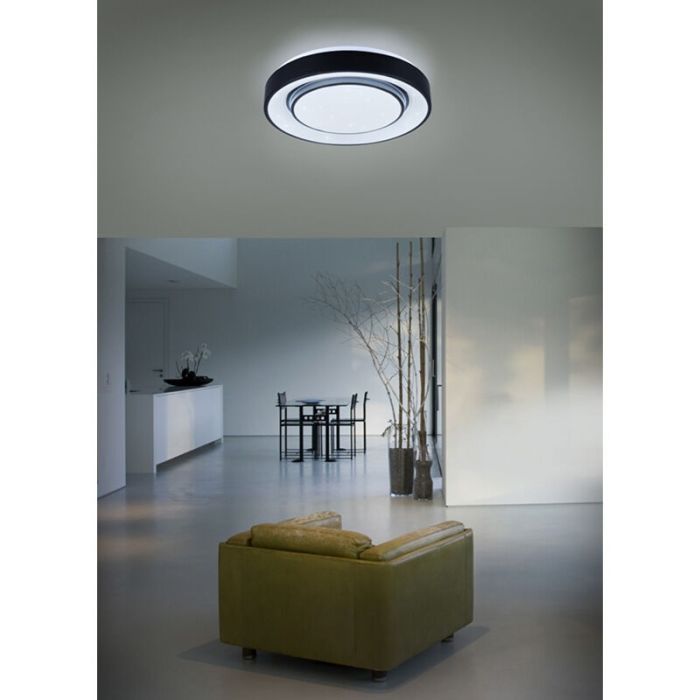 Plafón de techo moderno negro, Freke, 20W, RGBW LED