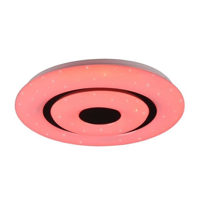 Lámpara de techo inteligente moderna blanca, Rinske, 16W, ajustable entre luz blanco cálido y frío LED, con mando a distancia