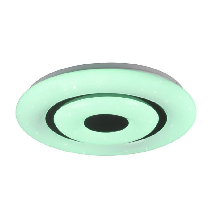 Lámpara de techo inteligente moderna blanca, Rinske, 16W, ajustable entre luz blanco cálido y frío LED, con mando a distancia