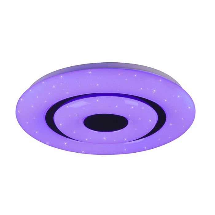 Lámpara de techo inteligente moderna blanca, Rinske, 16W, ajustable entre luz blanco cálido y frío LED, con mando a distancia