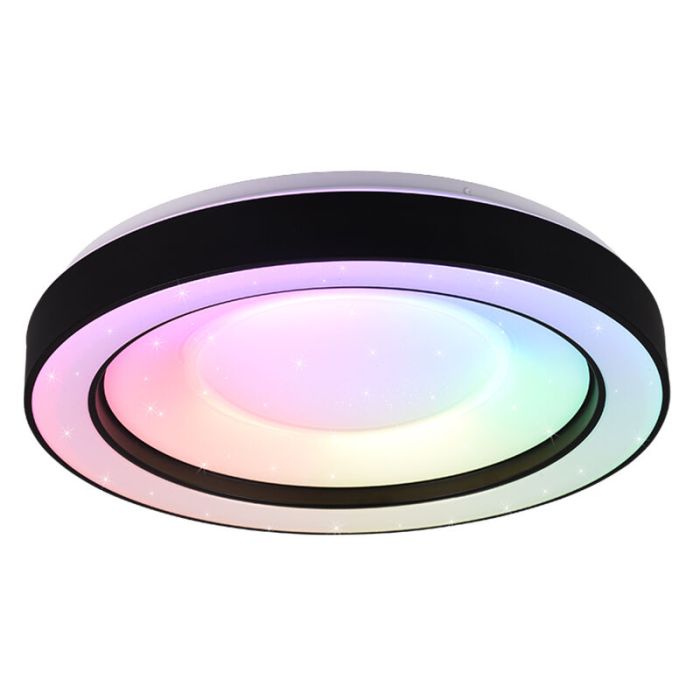 Plafón de techo moderno negro, Navin, 22W, RGBW LED, con mando a distancia