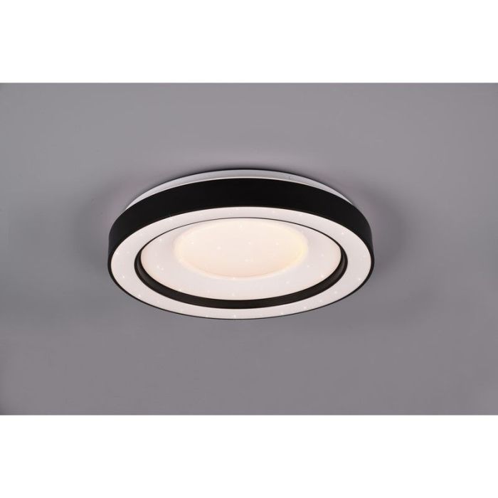 Plafón de techo moderno negro, Navin, 22W, RGBW LED, con mando a distancia