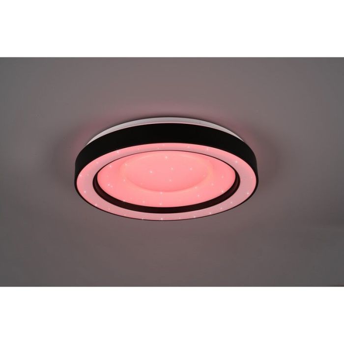 Plafón de techo moderno negro, Navin, 22W, RGBW LED, con mando a distancia