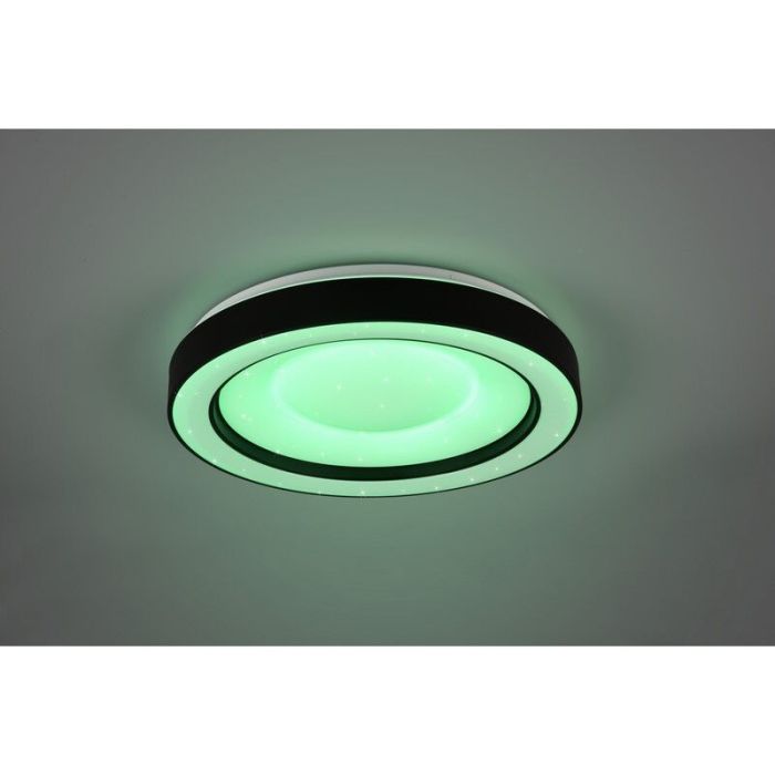 Plafón de techo moderno negro, Navin, 22W, RGBW LED, con mando a distancia