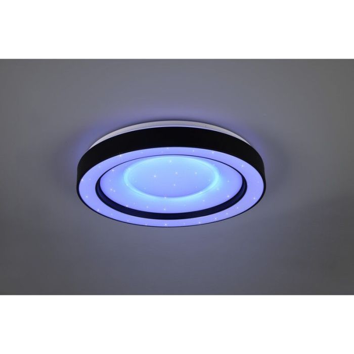 Plafón de techo moderno negro, Navin, 22W, RGBW LED, con mando a distancia