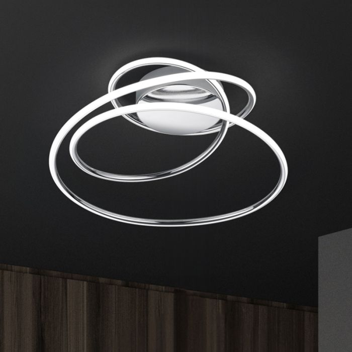 Plafón de techo diseño cromado, Marell, 36W, 4000K LED, regulable en 3 pasos