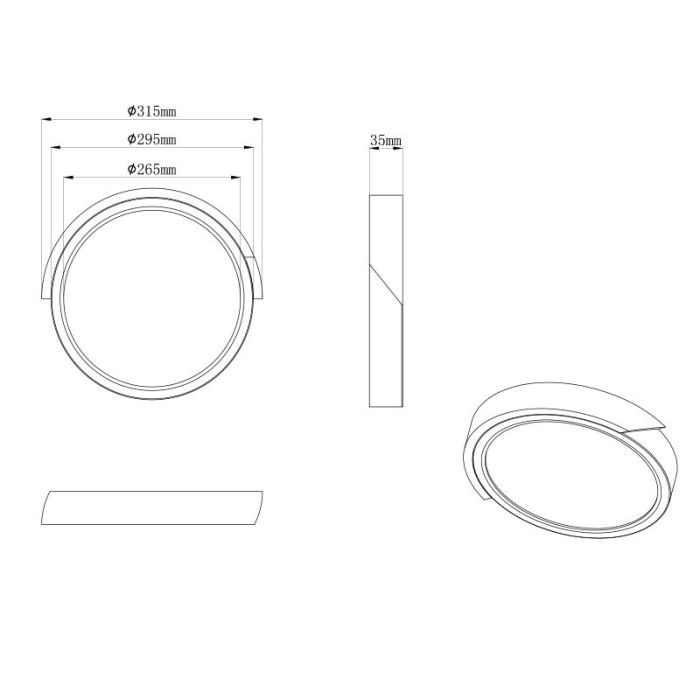 Plafón de techo moderno blanco, Nevil, 20W, 3000K LED, regulable en 3 pasos