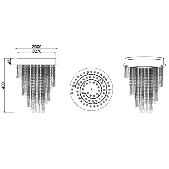 Lámpara de araña diseño cromada, Sjon, 18W, ajustable entre luz blanco cálido y frío LED, regulable en 3 pasos