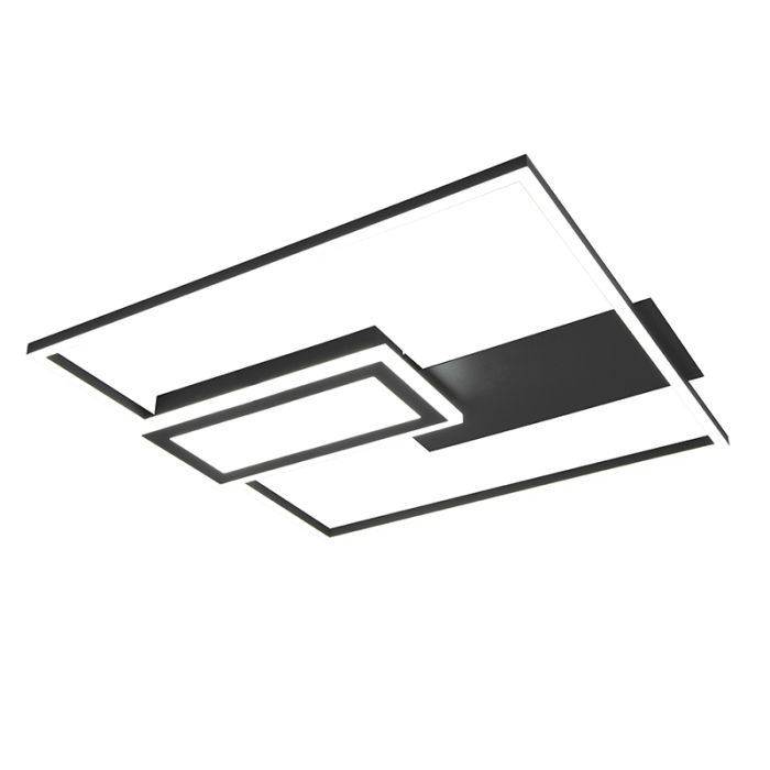 Plafón de techo diseño negro, Shun, 32W, ajustable entre luz blanco cálido y frío LED