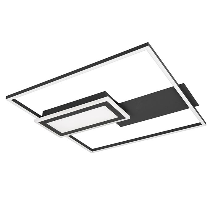Plafón de techo diseño negro, Shun, 32W, ajustable entre luz blanco cálido y frío LED