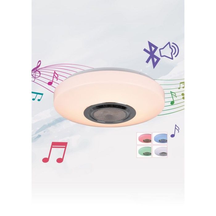 Plafón de techo moderno blanco, Nichelle, 10W, RGBW LED, con mando a distancia