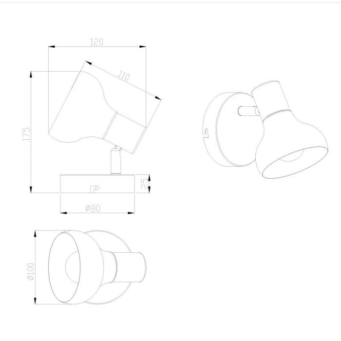 Foco de pared moderno blanco, Toos