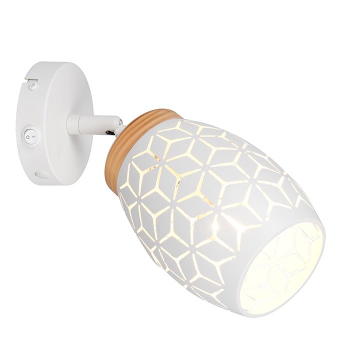 Foco de pared moderno blanco, Delana, con interruptor