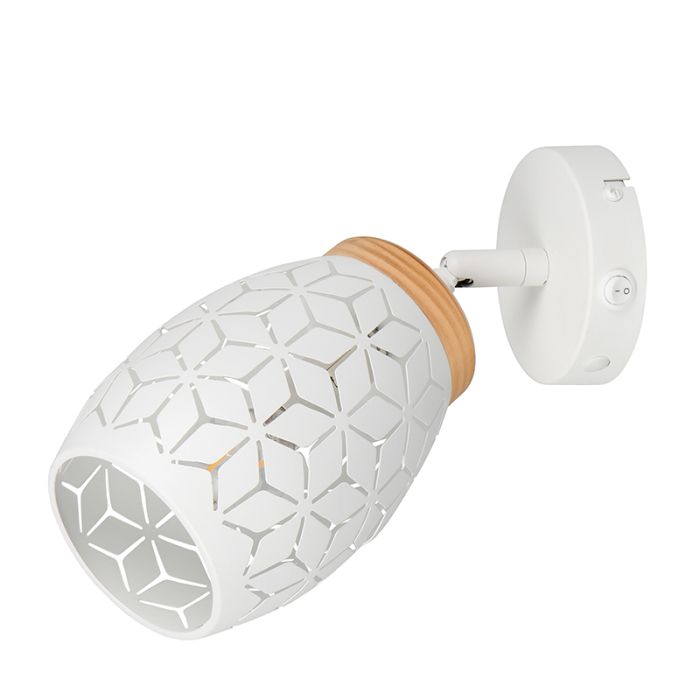 Foco de pared moderno blanco, Delana, con interruptor