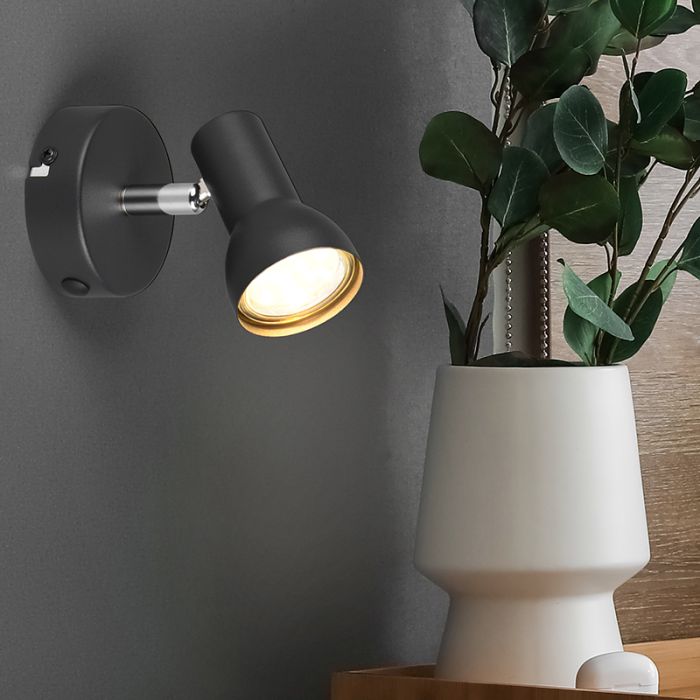 Foco de pared moderno negro, Sabrin