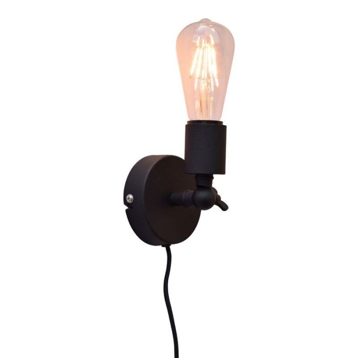 Aplique negro industrial, Bolb, con interruptor