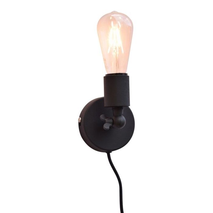 Aplique negro industrial, Bolb, con interruptor