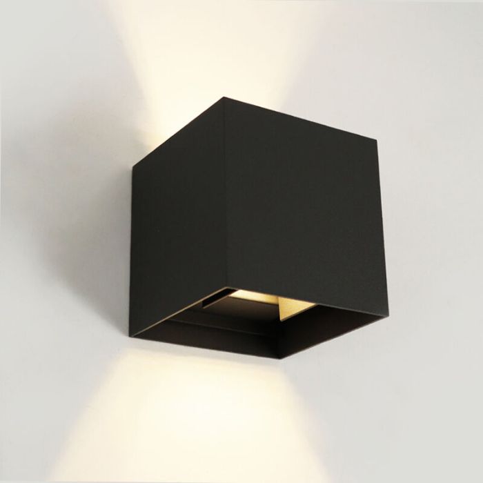 Paquete de 10 aplique up down negro moderno, Dion, 6W, 3000K LED, IP65