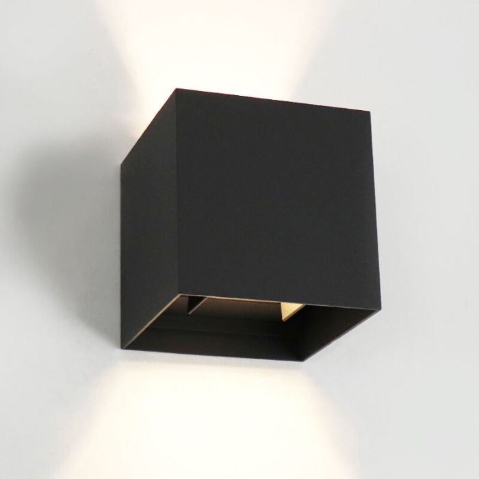 Paquete de 10 aplique up down negro moderno, Dion, 6W, 3000K LED, IP65