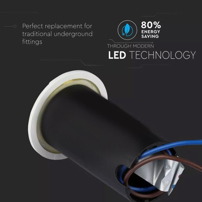 Foco suelo exterior blanco moderno, Marcus, 1W, 3000K LED, IP67