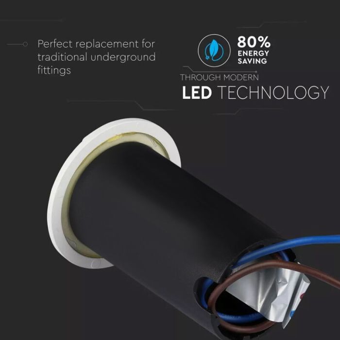 Foco suelo exterior blanco moderno, Marcus, 1W, 6500K LED, IP67