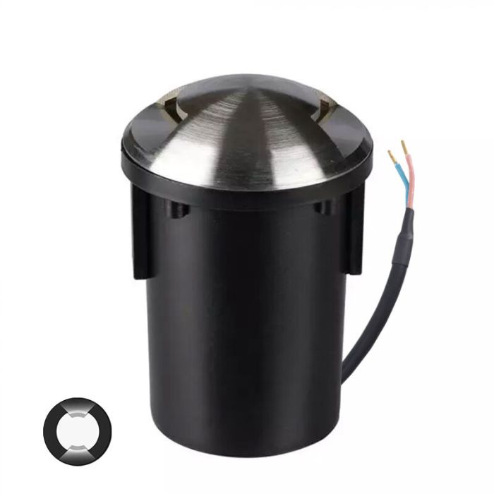 Foco suelo exterior plateado moderno, Marcus, IP67