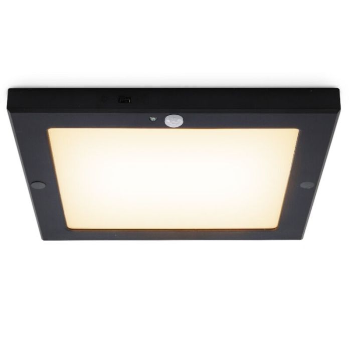 Lámpara de techo con sensor negra de plástico, Luan, 18W, 3000K LED