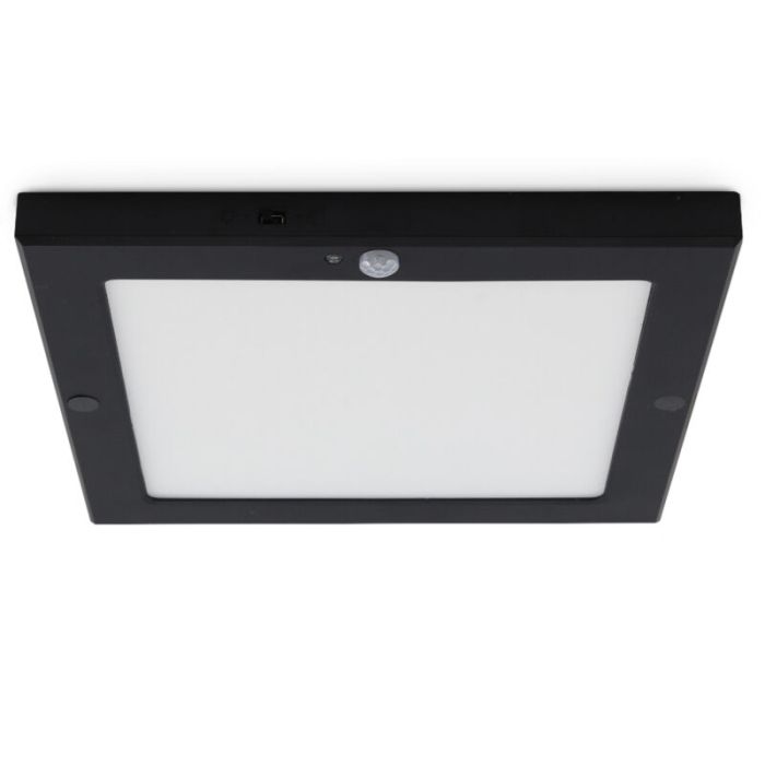 Lámpara de techo con sensor negra de plástico, Luan, 18W, 3000K LED