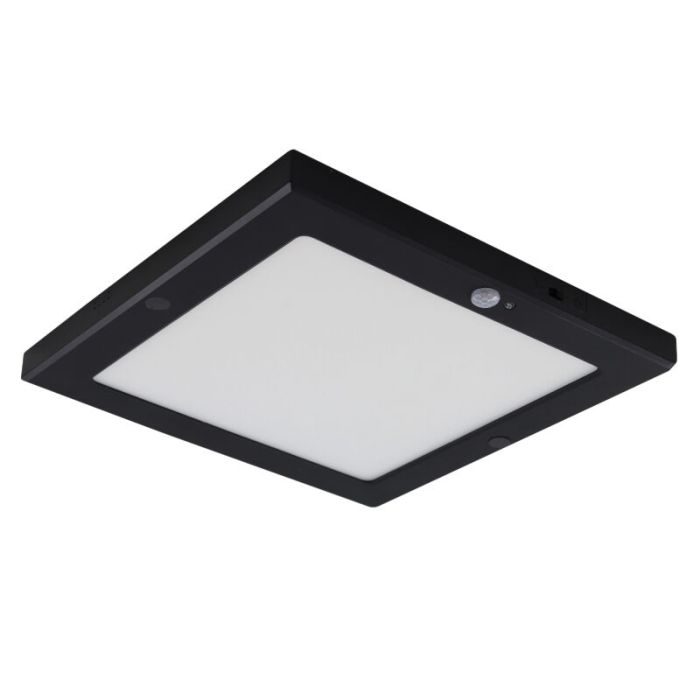 Lámpara de techo con sensor negra de plástico, Luan, 18W, 3000K LED