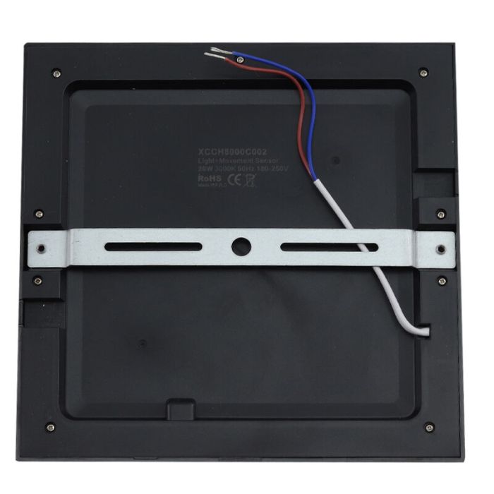Lámpara de techo con sensor negra de plástico, Luan, 18W, 3000K LED