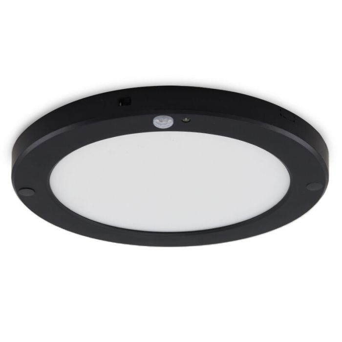 Lámpara de techo con sensor negra de plástico, Luan, 20W, 3000K LED