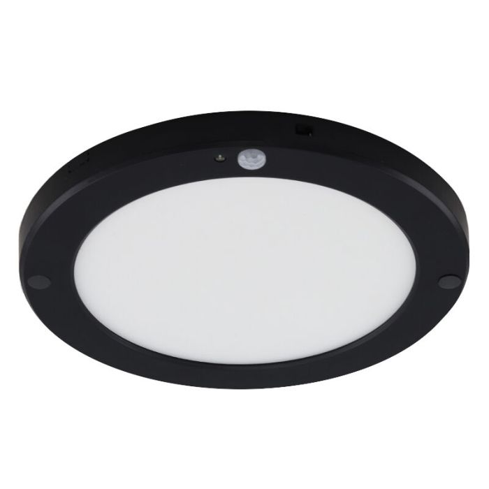 Lámpara de techo con sensor negra de plástico, Luan, 20W, 3000K LED