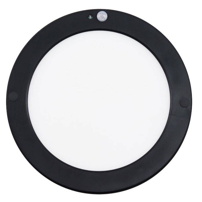 Lámpara de techo con sensor negra de plástico, Luan, 20W, 3000K LED